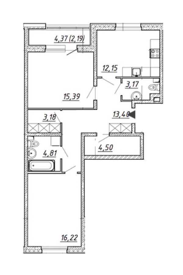 Двухкомнатная квартира в Красная стрела: площадь 76.1 м2 , этаж: 1 – купить в Санкт-Петербурге